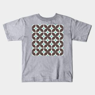 Geometric Pattern: Stylised Flower: Brown Kids T-Shirt